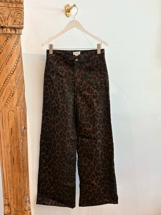 H&M Black and Cream Tie-Dye Wide Waistband Pants - Picture 1 of 3